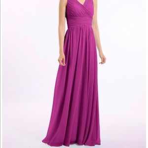 NWT V-neck Orchid Full Length Chiffon Dress with Pleated Bodice BABARONI